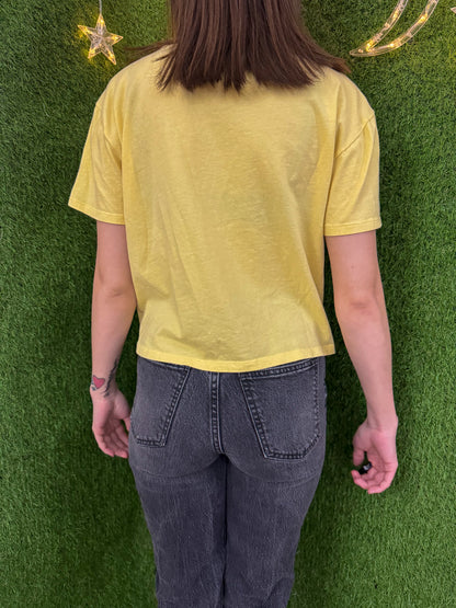 Slow Fashion Sun Cropped Yellow T-Shirt M