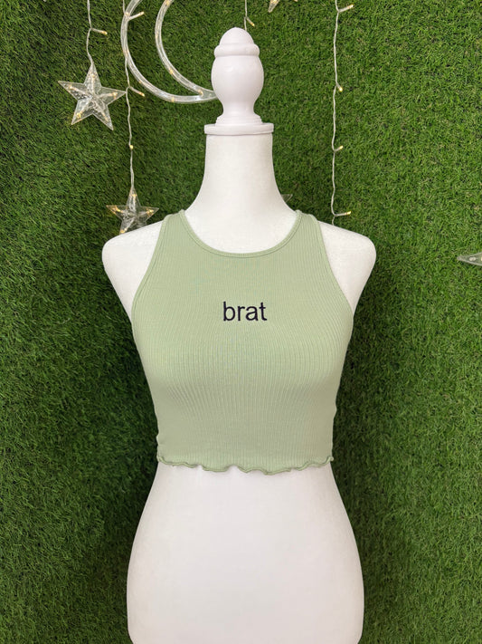 Brat Green Baby Tee Tank XXS