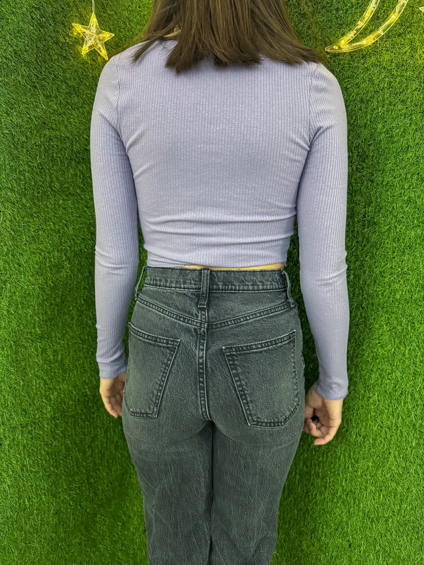 Eat The Rich Scoop Neck Cropped Long Sleeve XS