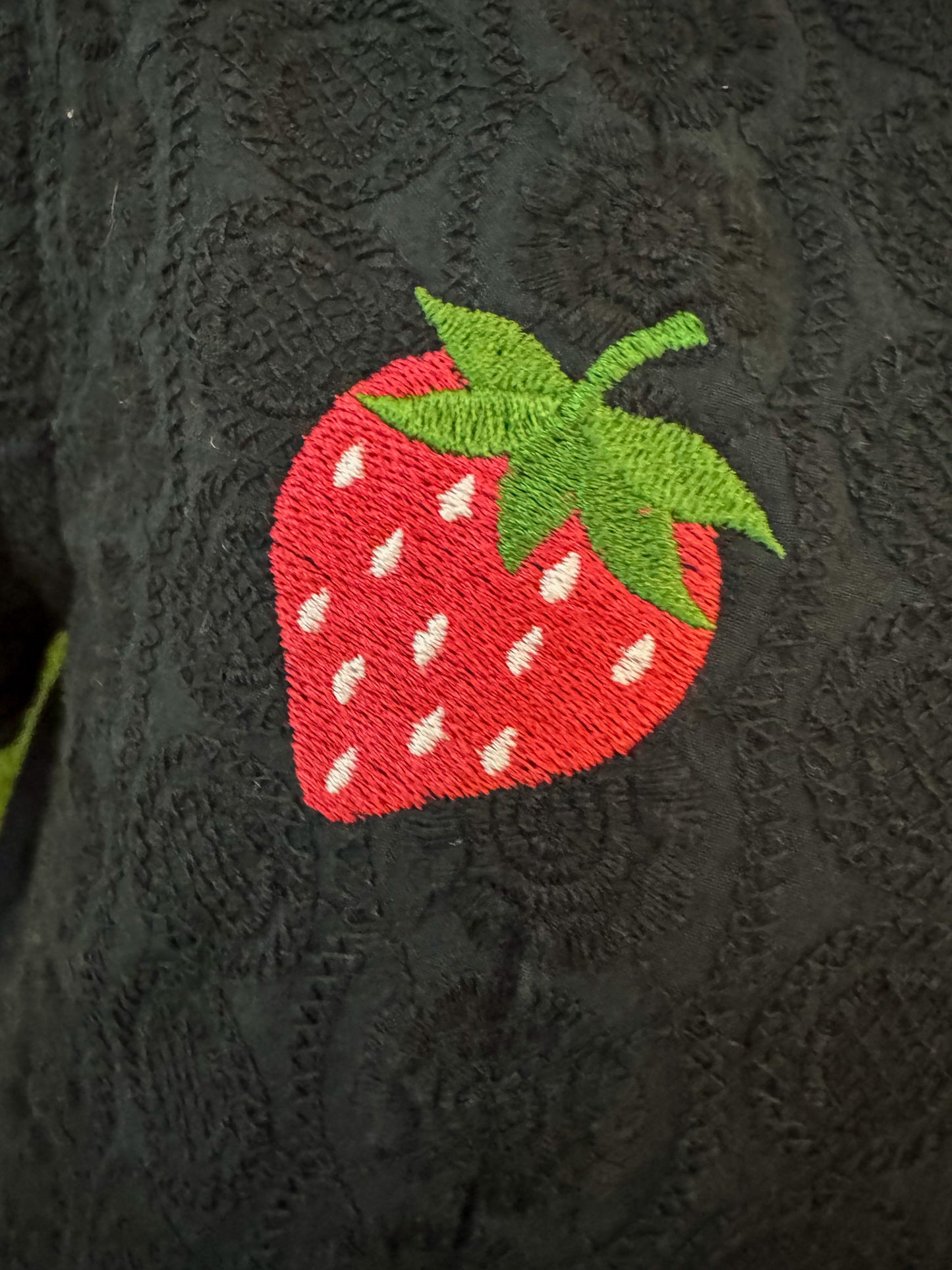 Strawberry Black Patterned Button-up XS