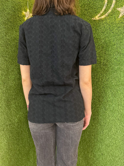 Strawberry Black Patterned Button-up XS