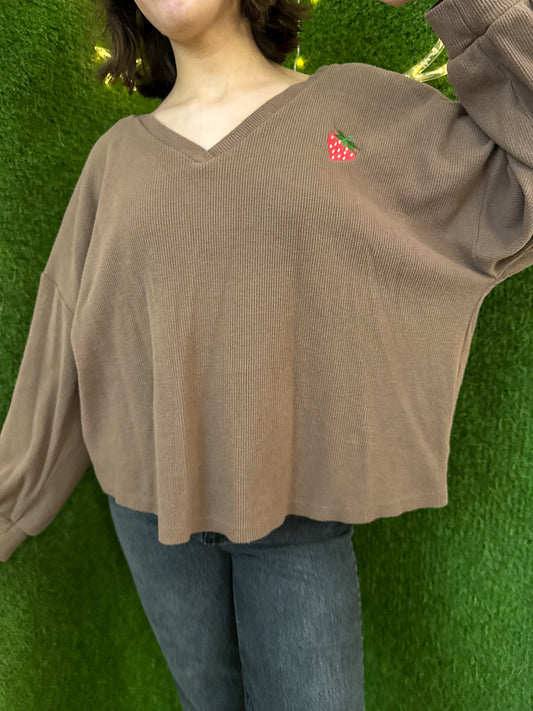 Strawberry V-neck Sweater XL