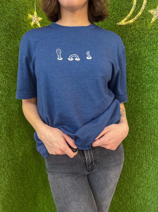 Worm Blue Striped T-Shirt S