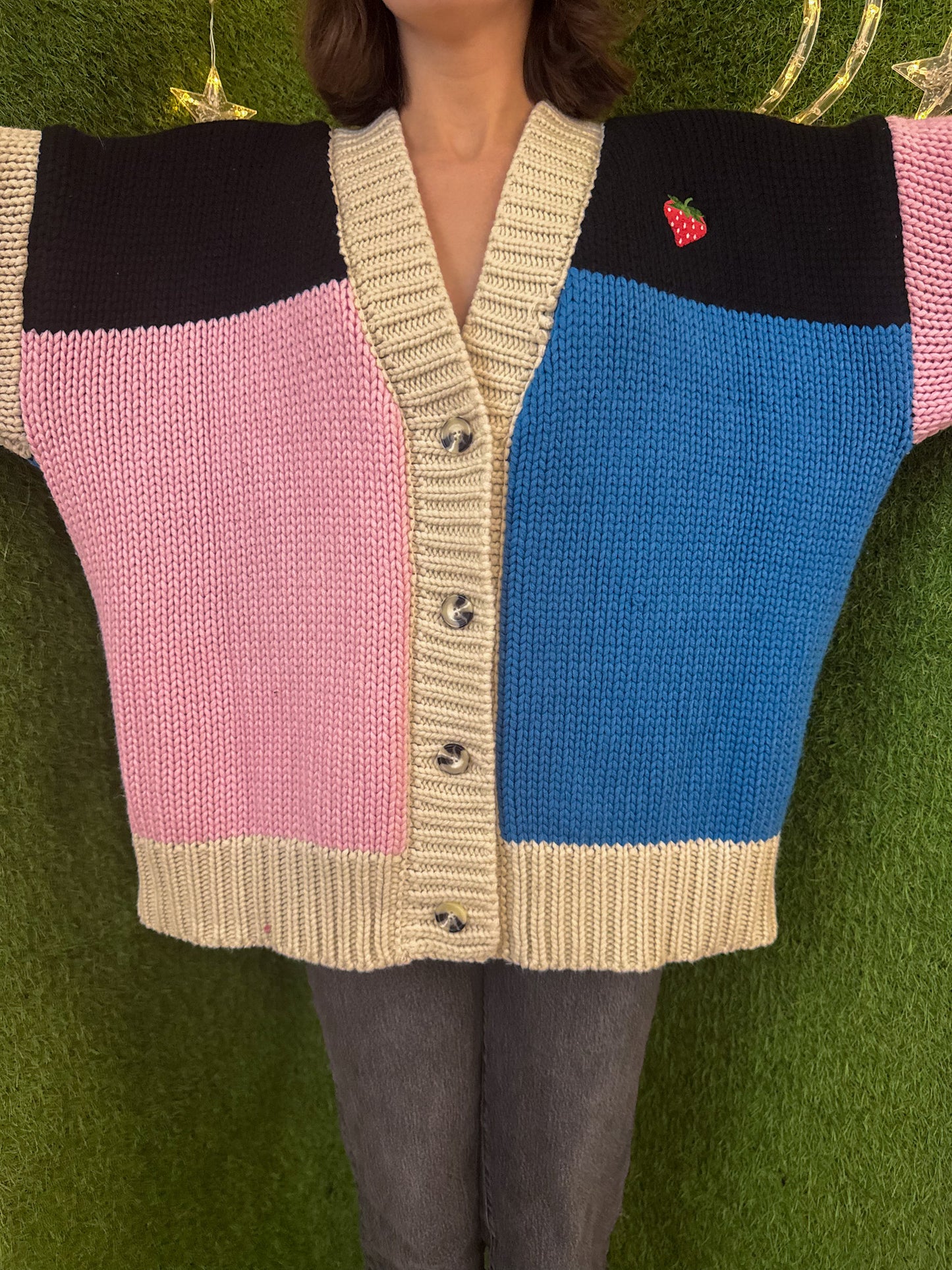 Strawberry Patchwork Cardigan 3XL