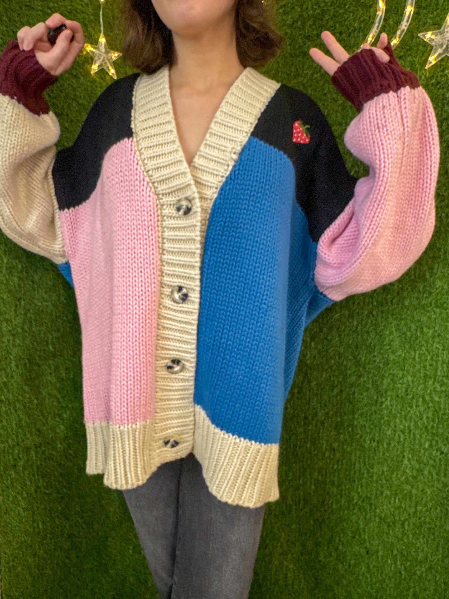 Strawberry Patchwork Cardigan 3XL