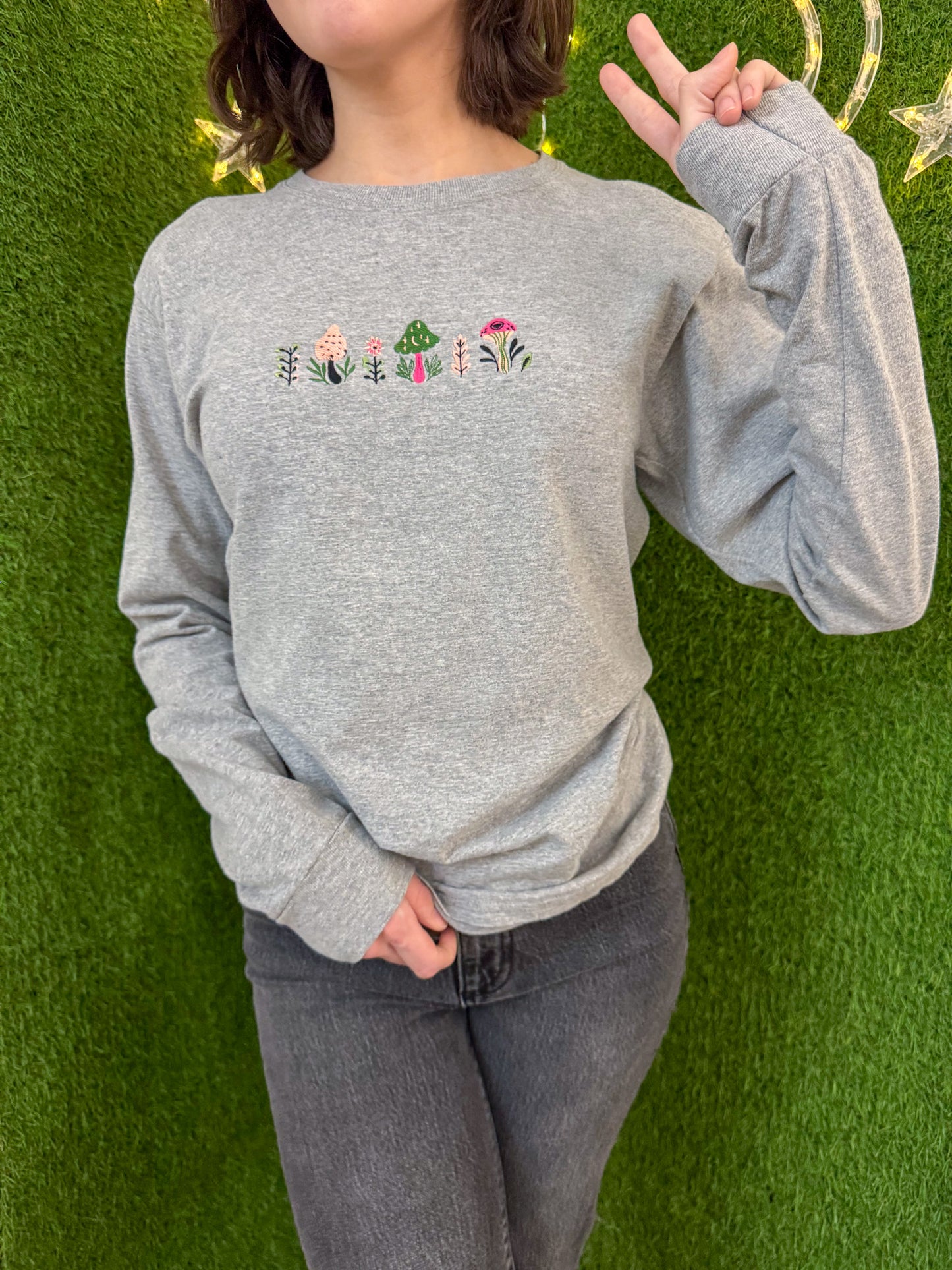 Funky Mushroom Grey Long Sleeve S