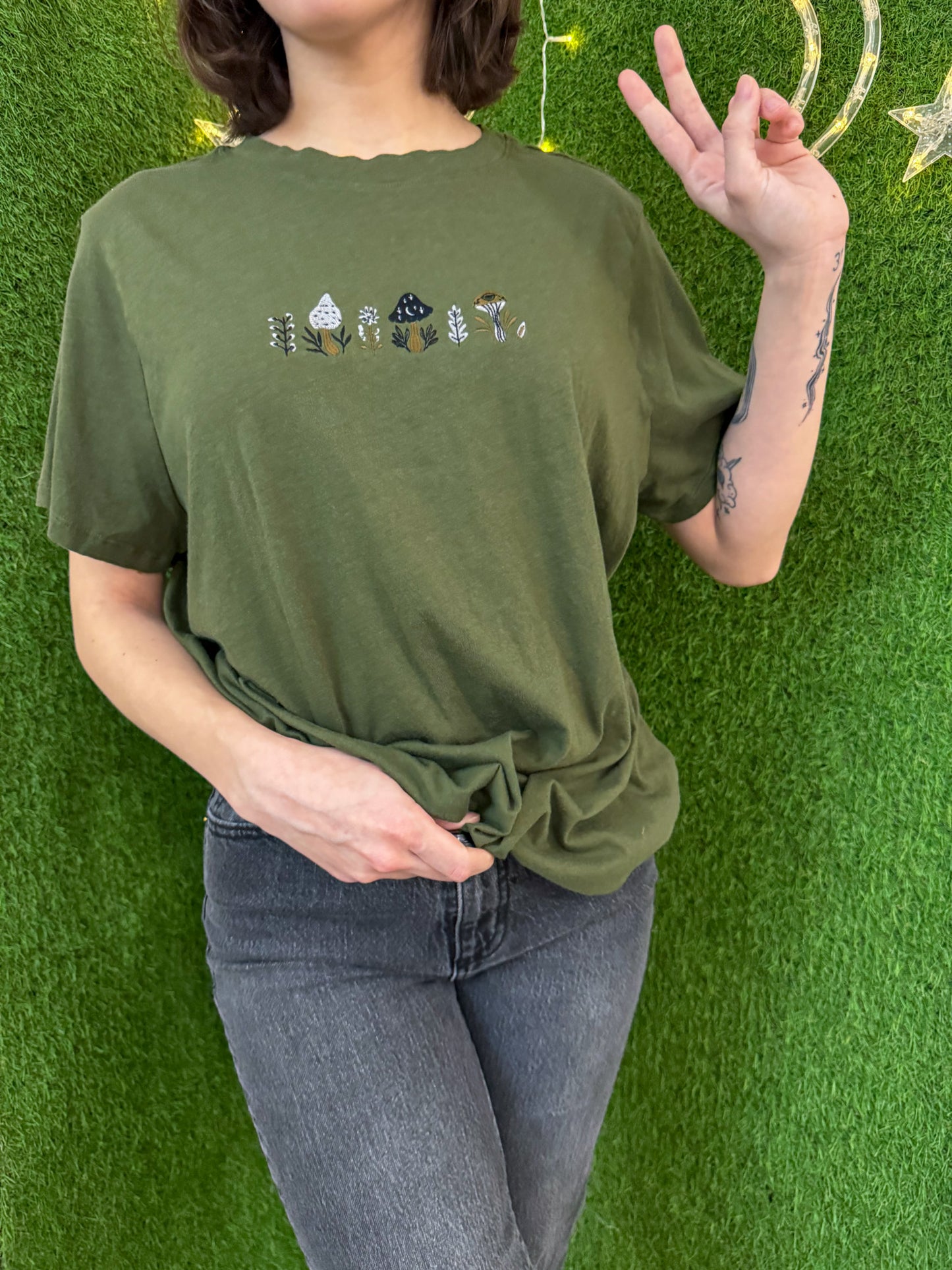 Funky Mushroom Green T-Shirt 2XL