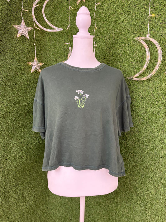 Little Flowers Green Crop Top S