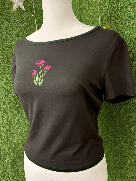 Little Flowers Black Crop Top M