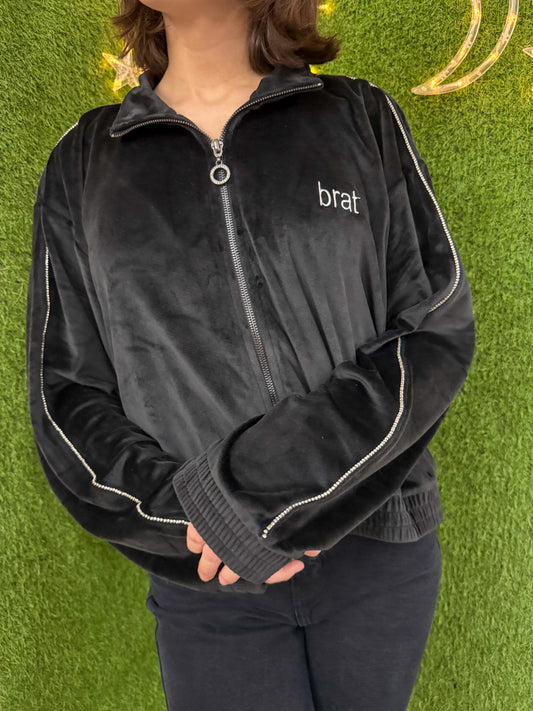 Brat Velvet Cropped Zip-up XL