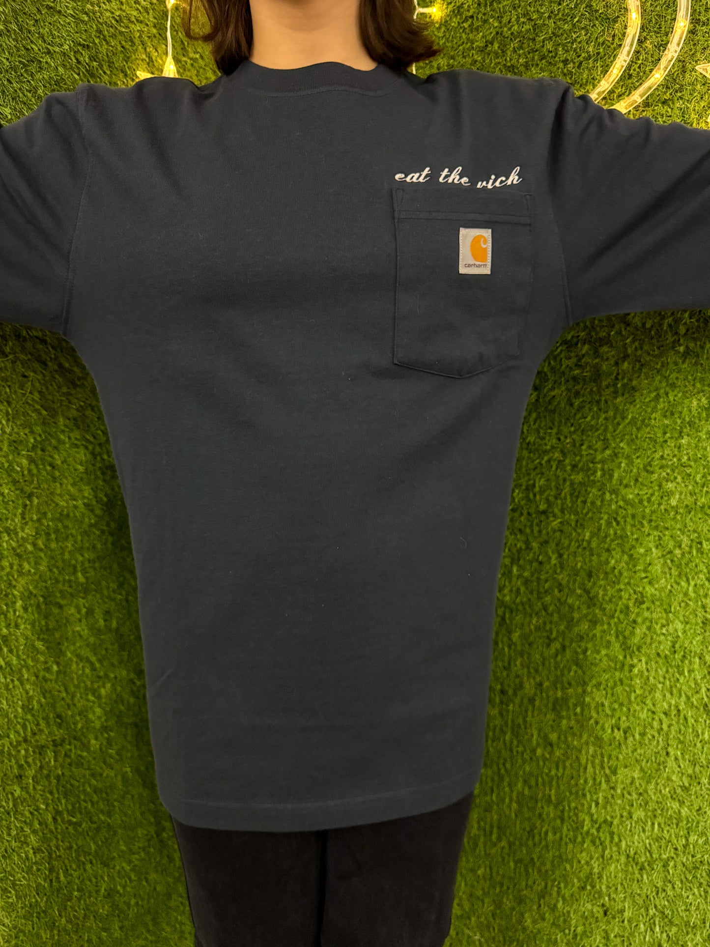 Eat the Rich Navy Pocket Long Sleeve XS