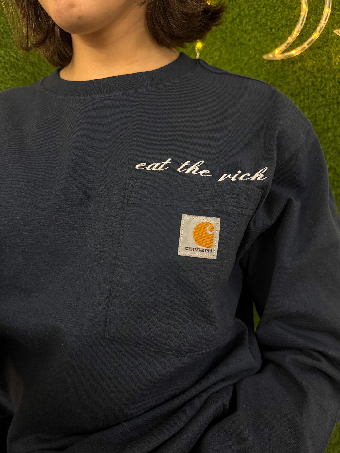 Eat the Rich Navy Pocket Long Sleeve XS