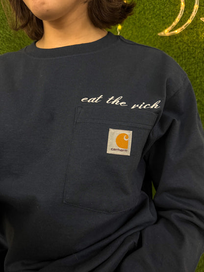 Eat the Rich Navy Pocket Long Sleeve XS