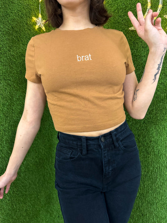 Brat Khaki Baby Tee M