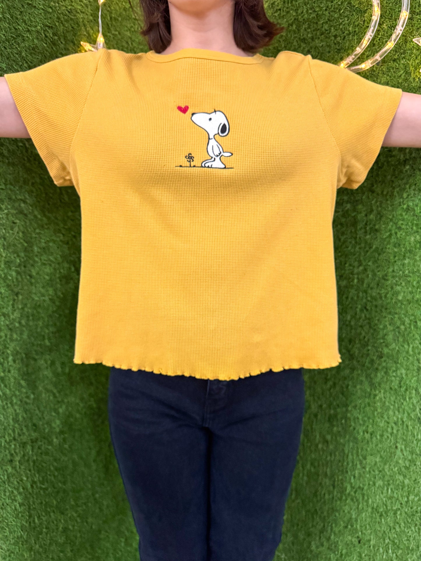 Snoopy Yellow Scalloped Baby Tee 2XL