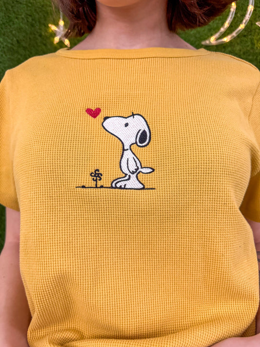 Snoopy Yellow Scalloped Baby Tee 2XL