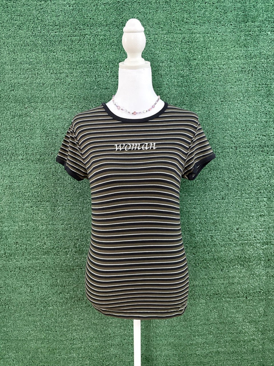 "Woman" Striped Tee S
