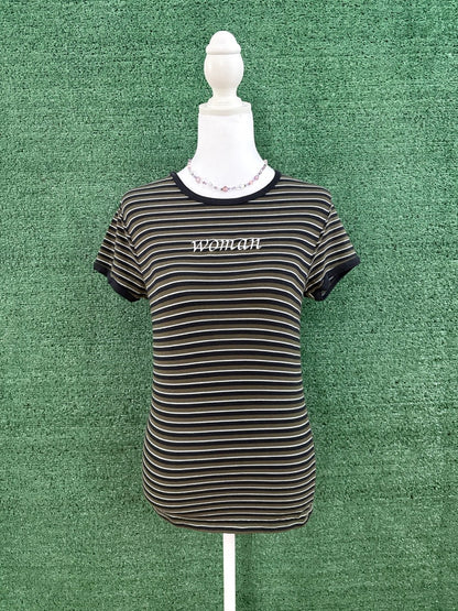 "Woman" Striped Tee S
