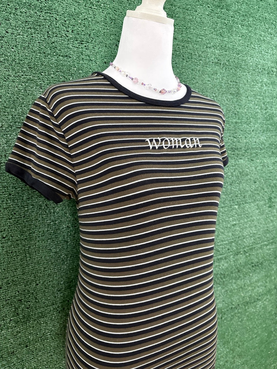 "Woman" Striped Tee S