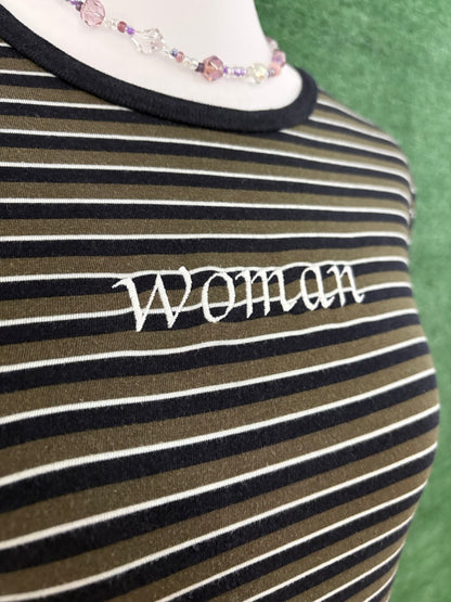 "Woman" Striped Tee S