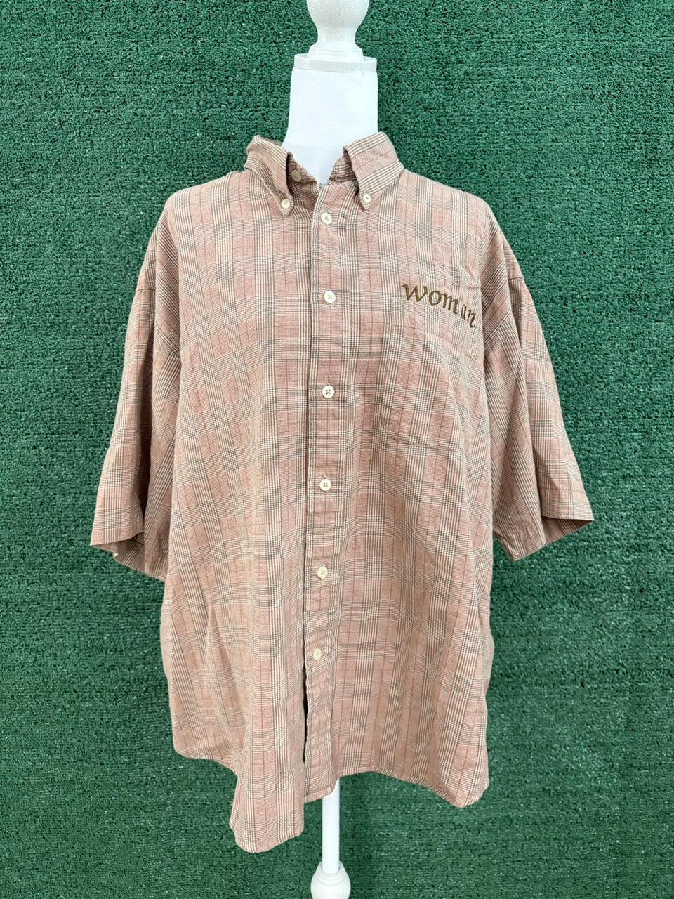 "Woman" Plaid Button Up 2XL