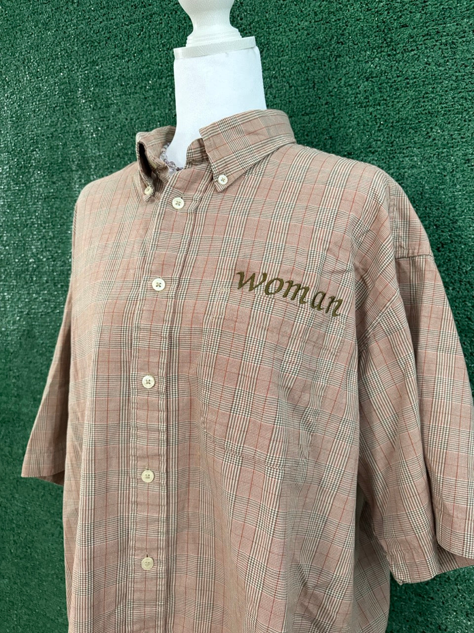 "Woman" Plaid Button Up 2XL