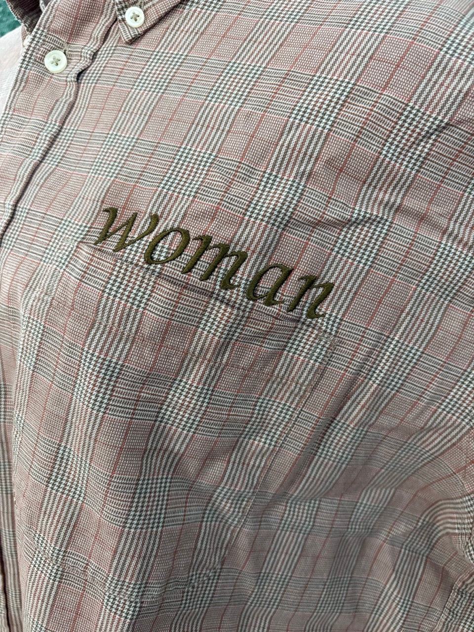 "Woman" Plaid Button Up 2XL