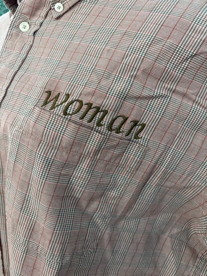 "Woman" Plaid Button Up 2XL
