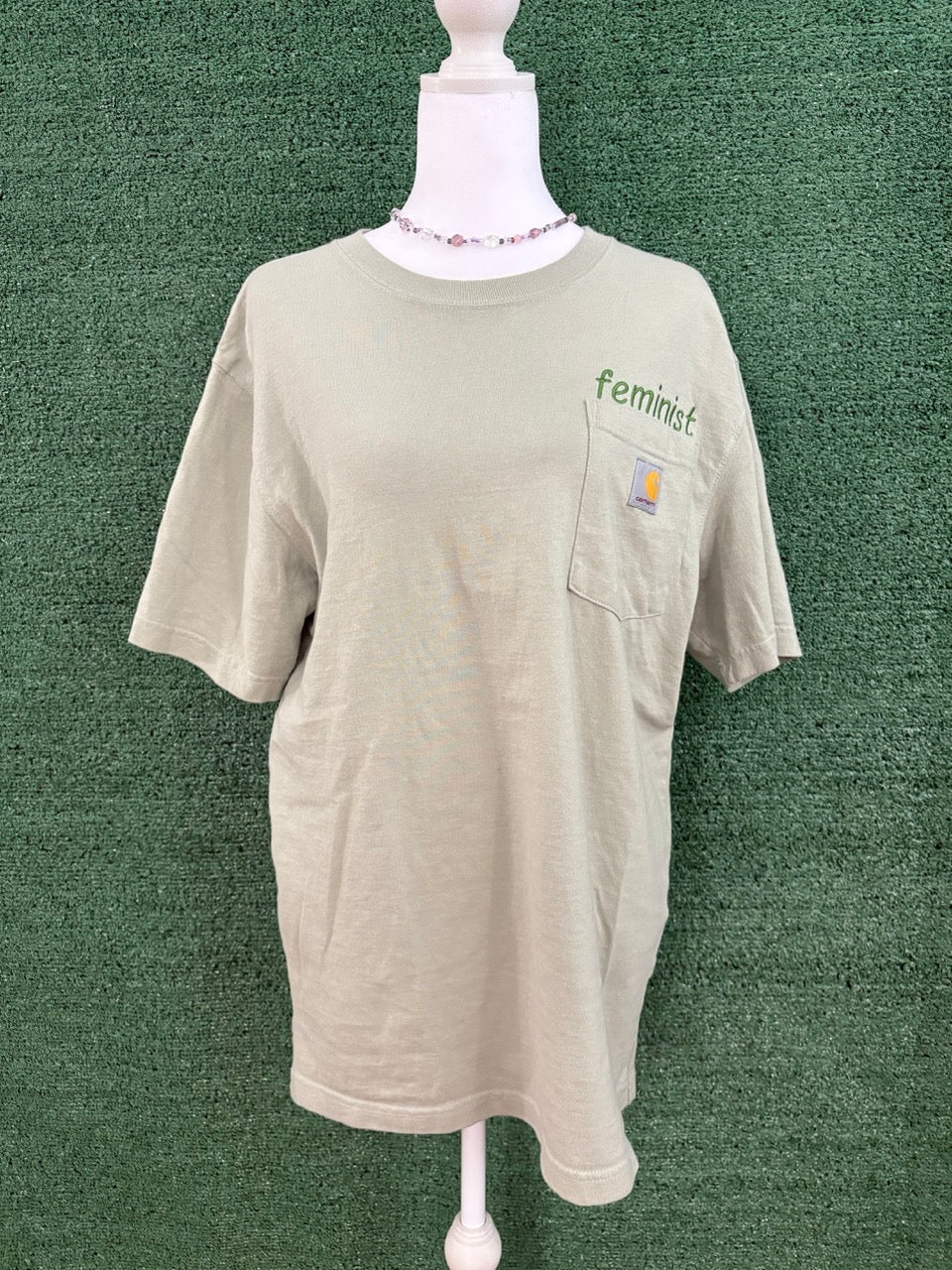 Feminist Green Pocket Tee S