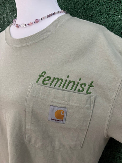 Feminist Green Pocket Tee S