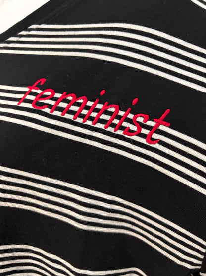 Feminist Black Striped Long Sleeve 2XL