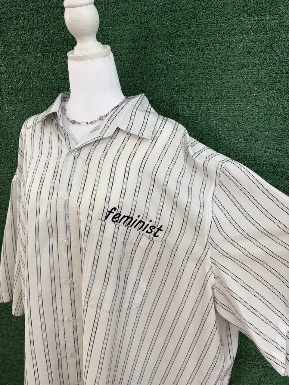 Feminist Striped Button Up 4XL