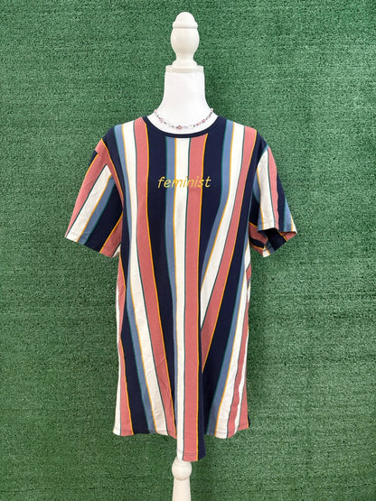 Feminist Funky Striped Tee M