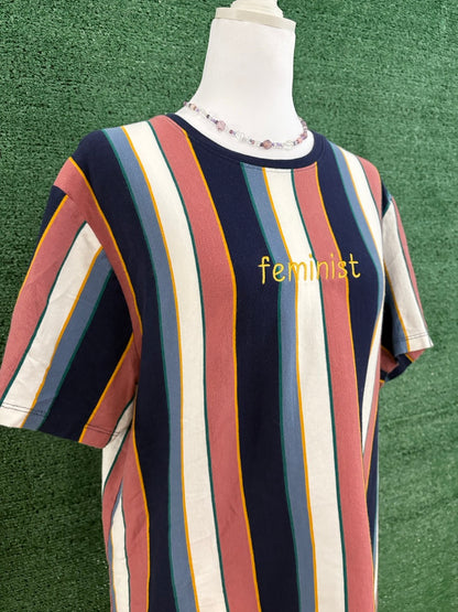 Feminist Funky Striped Tee M