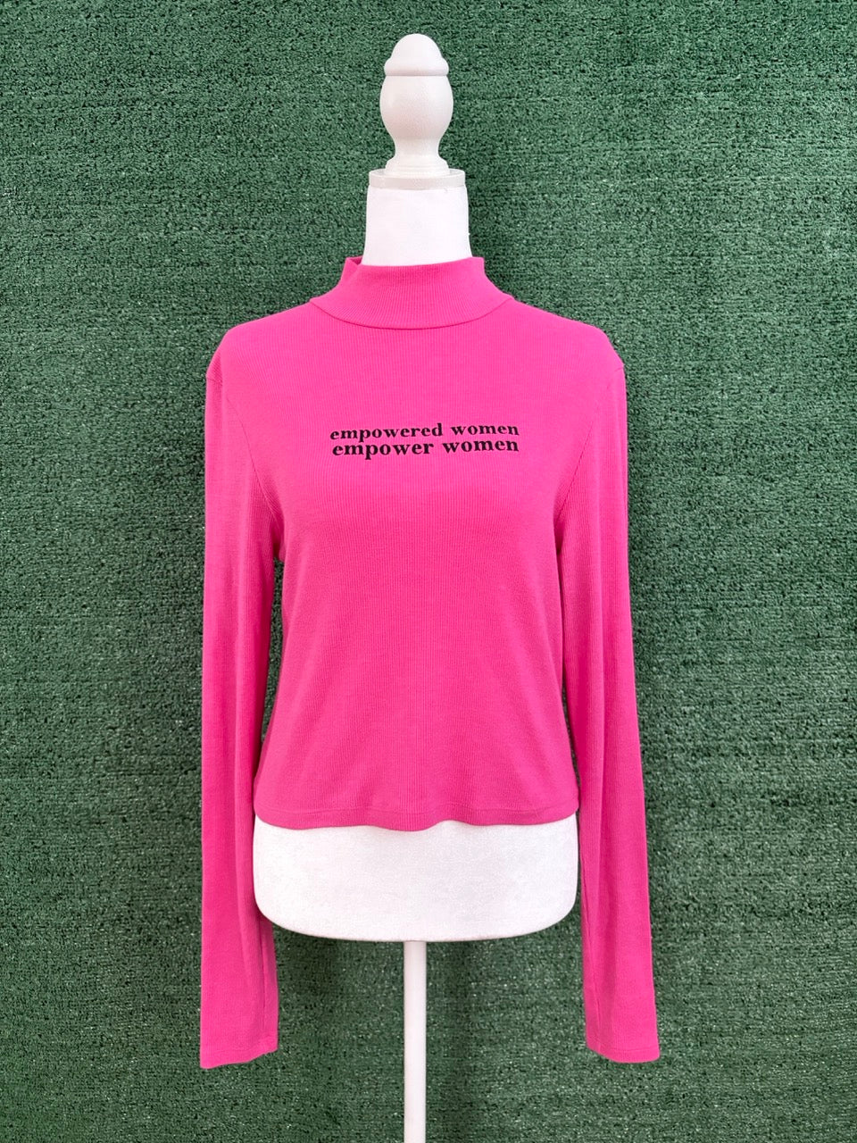 Empowered Women Pink Fitted Turtleneck Long Sleeve L