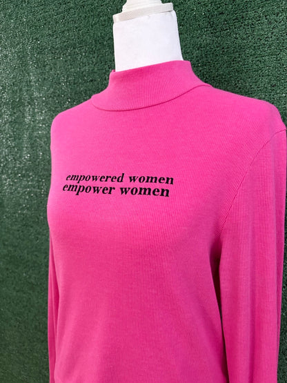 Empowered Women Pink Fitted Turtleneck Long Sleeve L