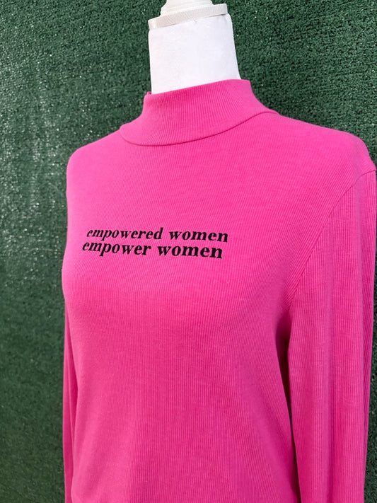 Empowered Women Pink Fitted Turtleneck Long Sleeve L