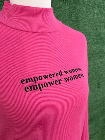 Empowered Women Pink Fitted Turtleneck Long Sleeve L