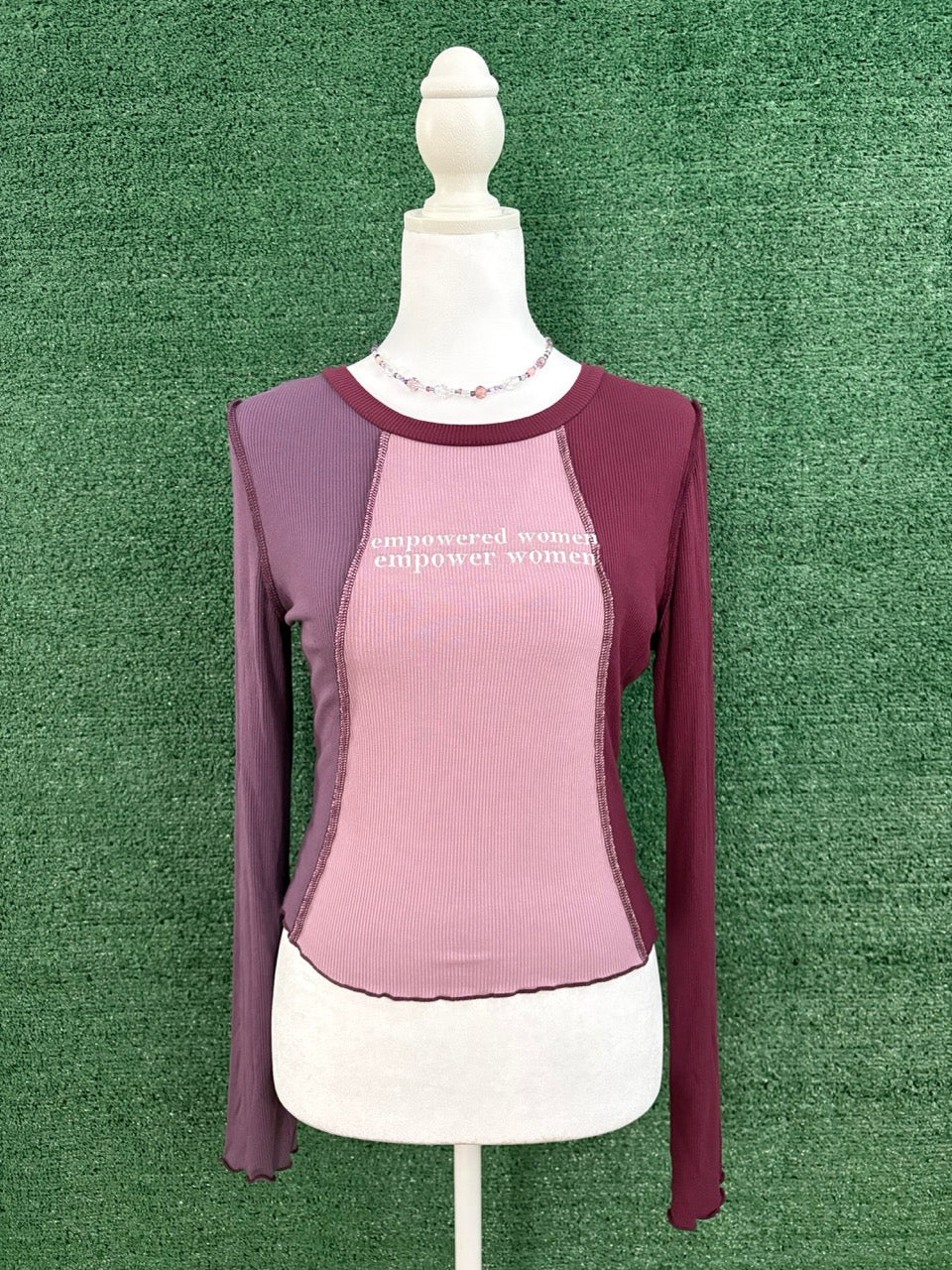 Empowered Women Purple Cropped Fitted Long Sleeve S