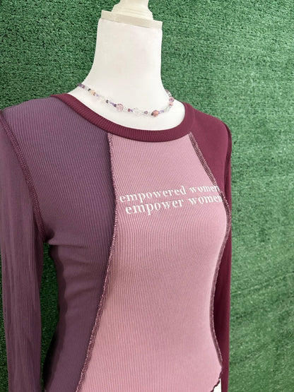 Empowered Women Purple Cropped Fitted Long Sleeve S