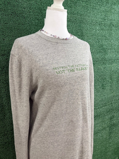 Destroy the Patriarchy Grey Lightweight Sweater S