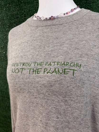 Destroy the Patriarchy Grey Lightweight Sweater S