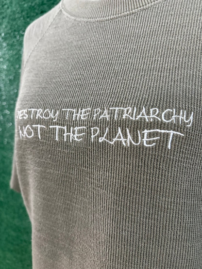 Destroy the Patriarchy Green Heavyweight Cropped Jersey Tee XS