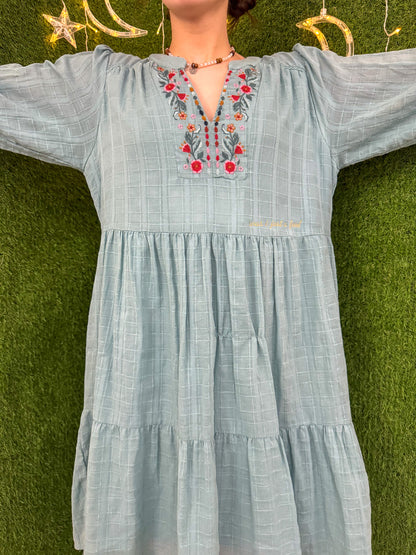 Silver Springs V-Neck Blue Dress L