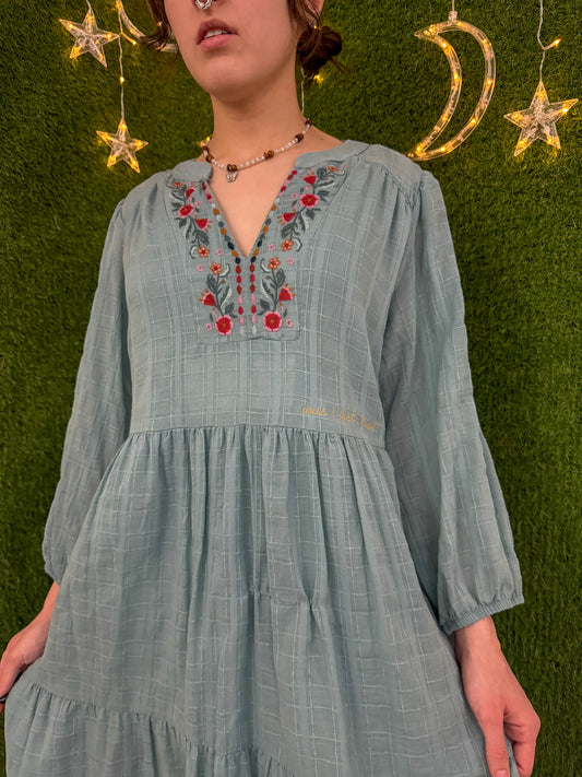 Silver Springs V-Neck Blue Dress L