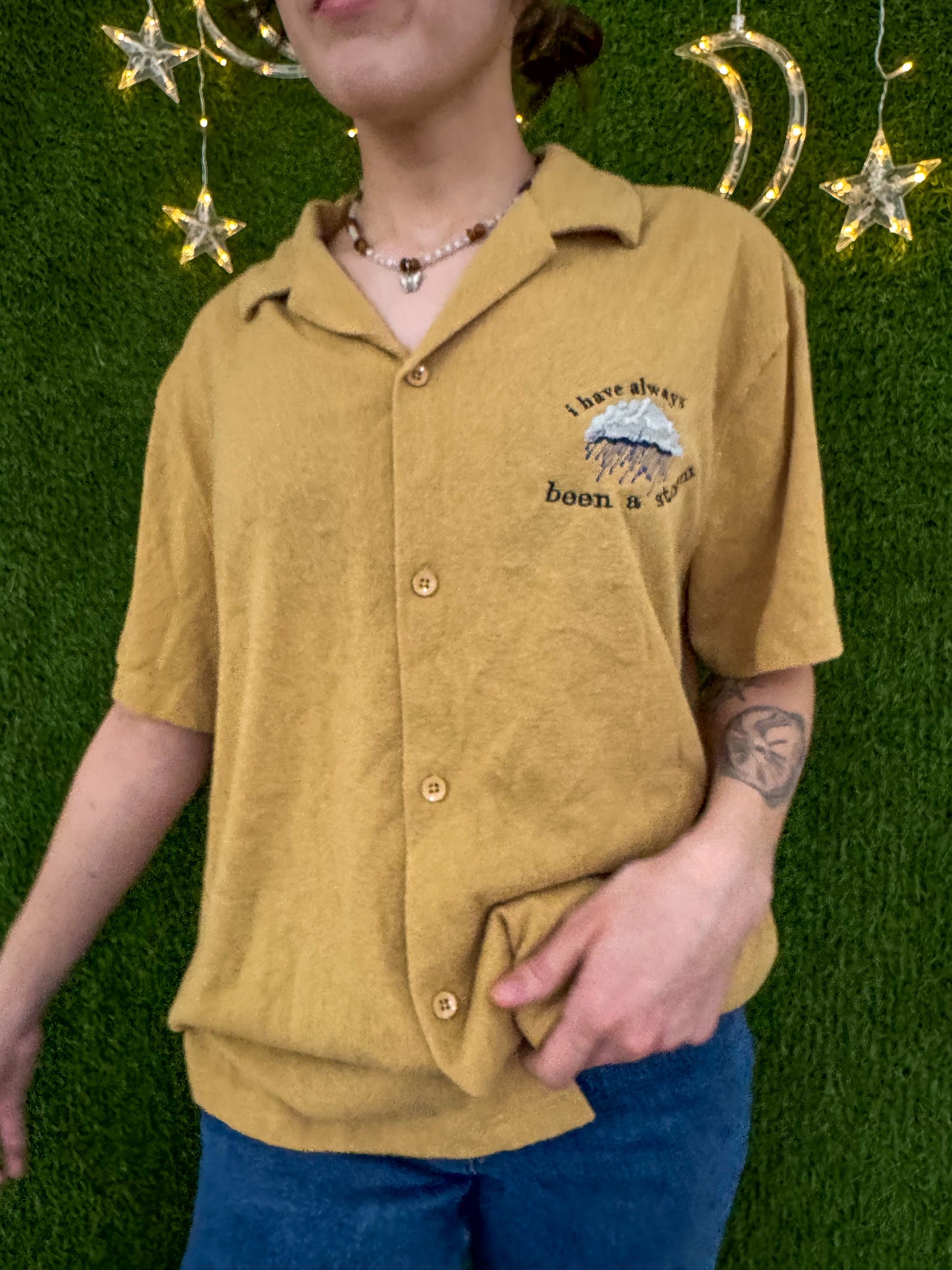 Been a Storm Khaki Button Up XL