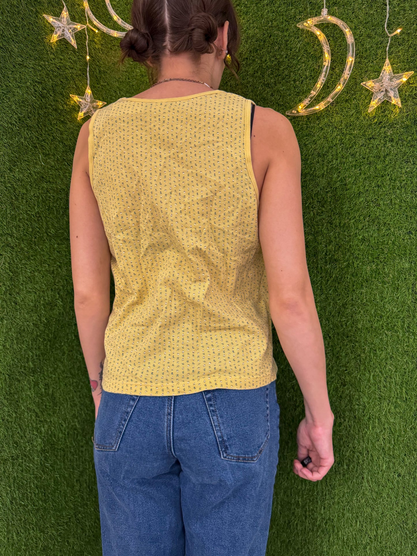 Illusions of Love Floral Yellow Tank L