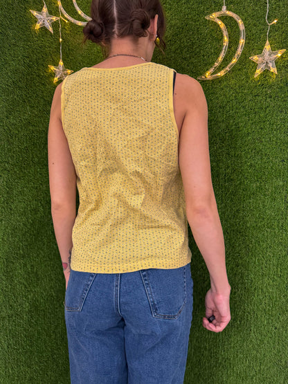 Illusions of Love Floral Yellow Tank L