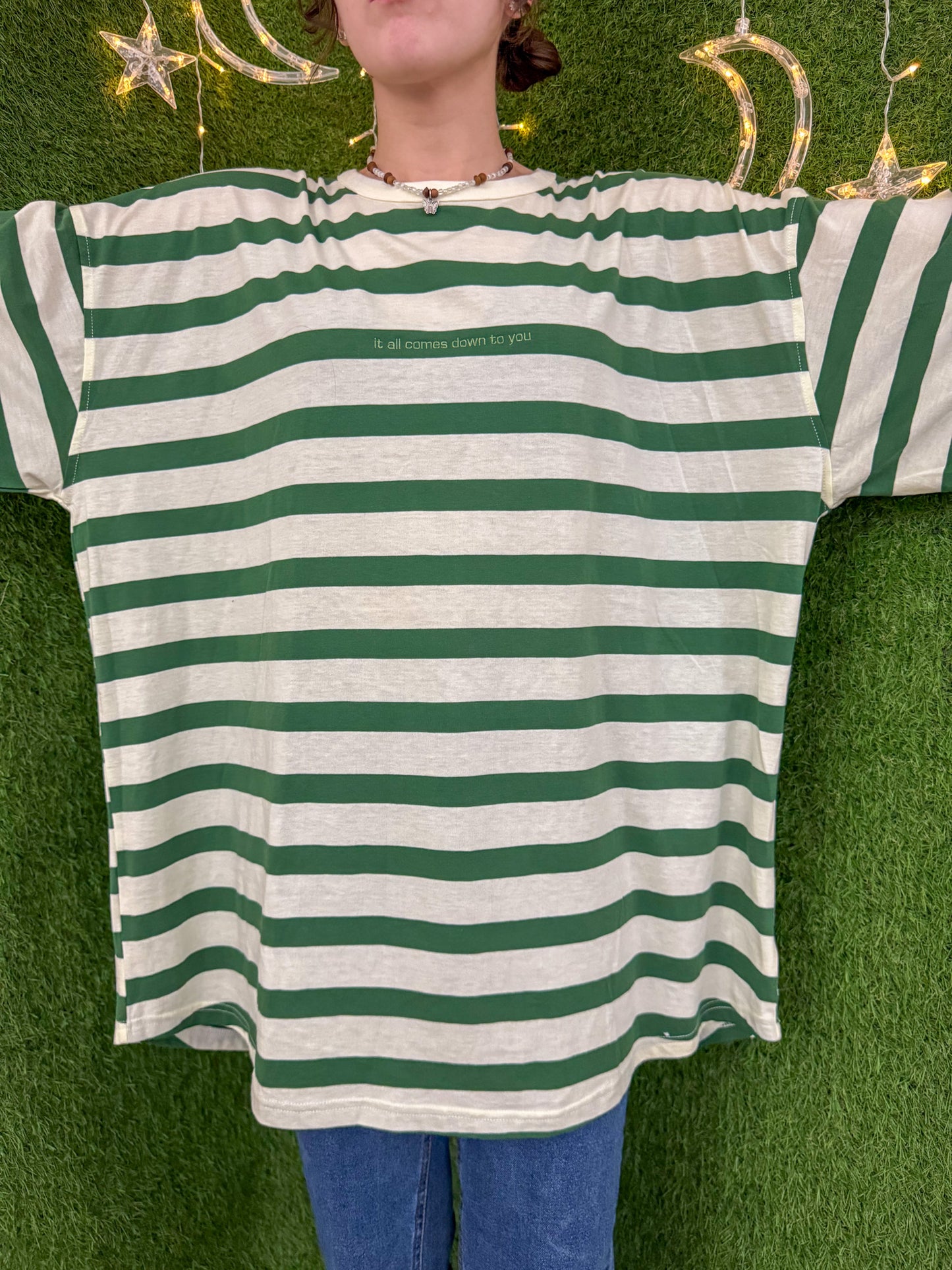 It All Comes Down To You Green Striped T-Shirt 2XL