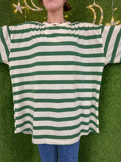 It All Comes Down To You Green Striped T-Shirt 2XL